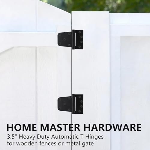 3-1/2 Inch Self Closing Gate Hinges, Spring T Hinges, Black, 4 Pack - color: 4Pack - Black