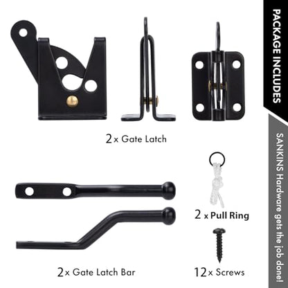 Self Locking Gate Latch for Wooden Fence with Pull String, 2pcs | Automatic vinyl gate latch, post mount automatic gravity fence latches for pool/garden/shed - size: With Pull Ring