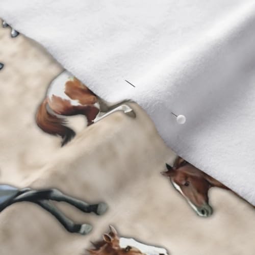 Spoonflower Fabric Paint Horses Tan Brown Animals on Polartec(R) Fleece