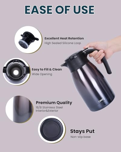 GiNT 51Oz Stainless Steel Thermal Coffee Carafe with Lid/Double Walled Vacuum Thermal Carafe / 12 Hour Heat Retention (Purple, 1.5L) - color: Purple, size: 50.7 Ounces
