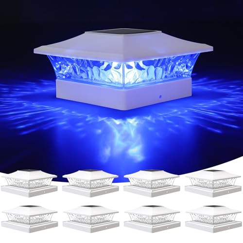 VOLISUN Solar Post Cap Light 8Pack White: RGB Color Changing - Fence Post Lights Solar Outdoor Waterproof for 4x4 x5 x6 WoodenVinyl Post - color: White, size: 8 Pack