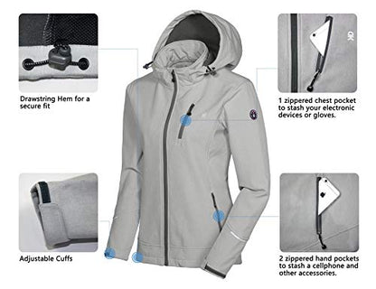 Little Donkey Andy Women’s Softshell Jackets Ski Snowboarding Jackets - color: Light Gray Heather, size: Medium