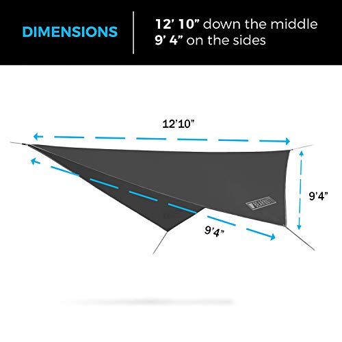 Bear Butt Hammock Rain Fly & Camping Tarp - 11 x 9 ft Ultralight Waterproof Tarp for Hammock & Tent Camping - Easy to Set Up - color: Blue