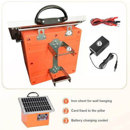 Solar Electric Fence Charger, 20 Miles 7.5W 0.5J for Livestock