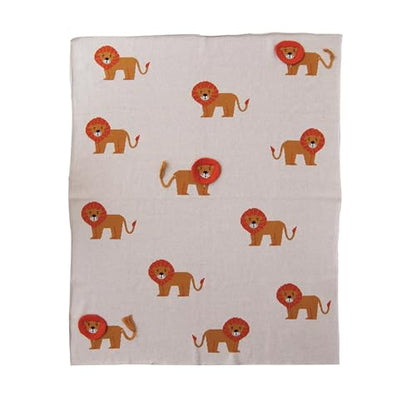 Creative Co-Op Cotton Knit Baby Blanket with Lions, 40" L x 32" W - color: Tigers, size: 40" L x 32" W