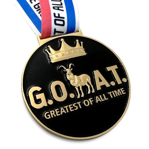 Goat Medal - 3'' Heavy Duty Goat Necklace, Double-Sided 3D Engraved Championship Trophy for Sports Awards, MVP Gifts & Collections