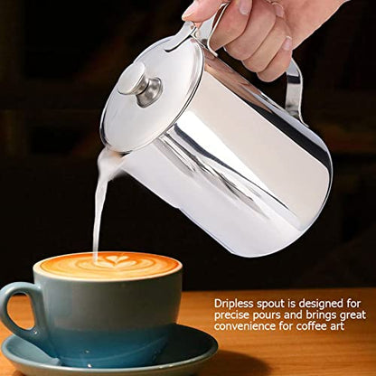 Espresso Accessories,Milk Frothing Pitcher,Milk Pitcher,Milk Frother and Steamer,Frothing Pitcher,Coffee Steaming Pitcher Milk Frothing Mug with Lid 1500mL