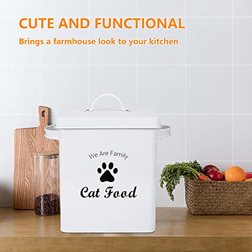 Geyecete Pet Treat and Food Storage Tin with Lid - 5lbs Capacity - Serving Scoop Included … -CAT - size: CAT FOOD