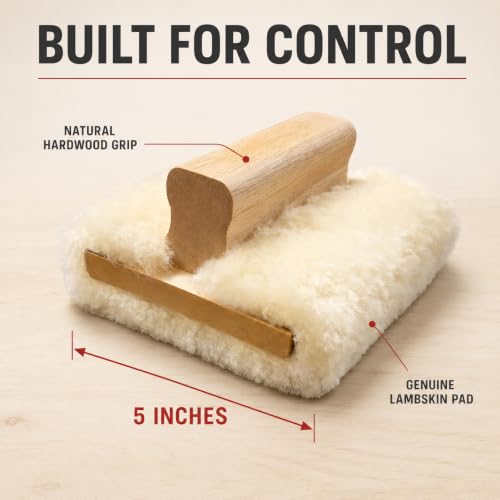 5'' Genuine Lambskin Hand Stainer Block & Pad – Premium Staining Applicator for Wood, Polyurethane, & Faux Finishes – Professional-Grade, Smooth & Even Coverage (3)