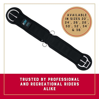 Weaver Equine Airflex Straight Horse Cinch, Anti-Slip Nylon Webbing Saddle Cinch Girth with Smart Roller Buckle, Western Horse Riding Supplies, Black