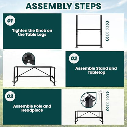 Goat Milking Stand for Hoof Trimming - Durable 47 x 23 Inch Metal Livestock Stanchion, Comfortable Head Lock and Nose Cup, Height Adjustable 21" to 33" for Homesteads, Small Farms, Sheep, Calves