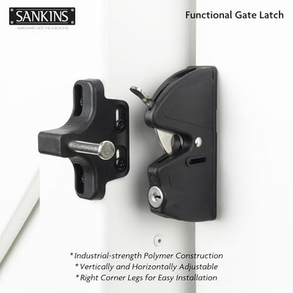Key Lockable Double Sided Gate Latch, Fence Gate Locks for Outdoor Gates, Self Locking Gate Latch Door Latch, Fence Gate Latch Gate Hardware for Wood, Vinyl, Metal Gates, Black