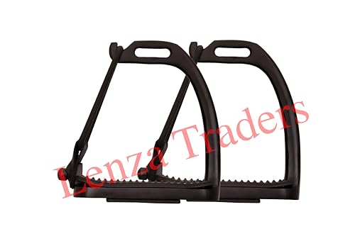 Peacock Black Matte Safety Stirrups Horse Riding S/Steel with TREADS, Horse Stirrups, Equestrian Peacock Safety Stirrups for Adults/Childerns - size: 4.5" inch