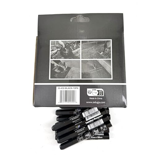 Zeluga 4.7in. x 0.47in. Hex Shape Industrial Lumber Marking Crayons for Clear and Permanent Markings, Black 72 Pack - color: Black, size: 1 Count (Pack of 72)