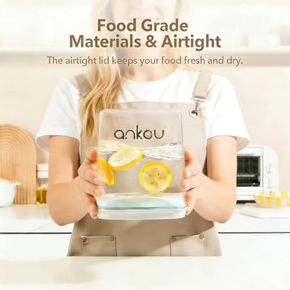 Ankou Dog Food Storage Containers Set, 4.2 QT with 130 ml Scoop & 2.8 QT, Airtight BPA-Free | Stackable Pop Lid Plastic Containers for Kibble & Pet Treats - color: 2.8 Qt + 4.2 Qt