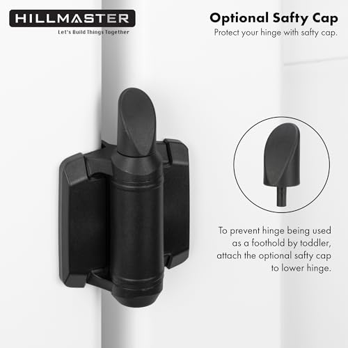 Heavy Duty Self Closing Gate Hinges with Safety Cap,Pool Gate Hinges with Alignment Legs No Rust and Adjustable Fence Hinges Kit for Outdoor Metal Gate,Vinyl Gates,Wood Gate,Black,2 Pack(4 Count) - size: 2 Pack