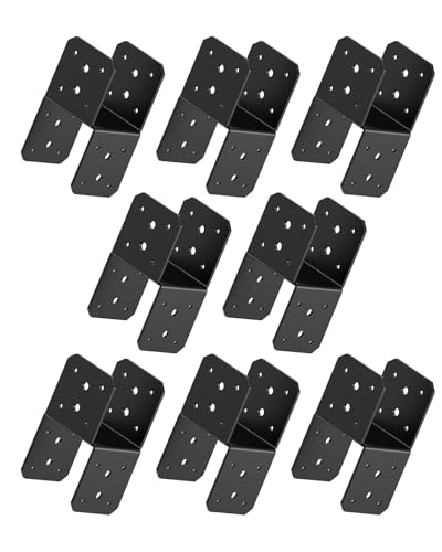 4x4 Post Bracket Kit for Wood Posts, Pergola, Decks, Porches, Beams | Inner Size 3.5" x 3.5", Heavy-Duty Steel Corner Joiner Connector, Outdoor Support Hardware, Black 8 Pack - color: Black