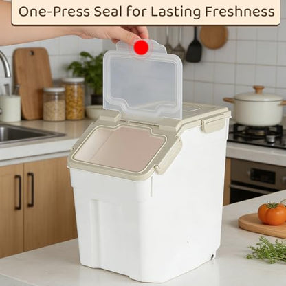 Saim 2 Pack 25lb Flour & Rice Storage Container Bin,Rice Dispenser (Grey) - color: 2Pack 25lb Grey