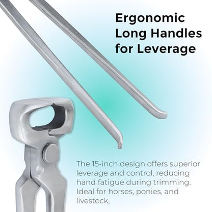 12" Hoof Nipper, Carbon Steel & Chrome Vanadium Farrier Tool for Horses – Durable, Sharp & Rust-Resistant - size: 12"Hoof Nipper