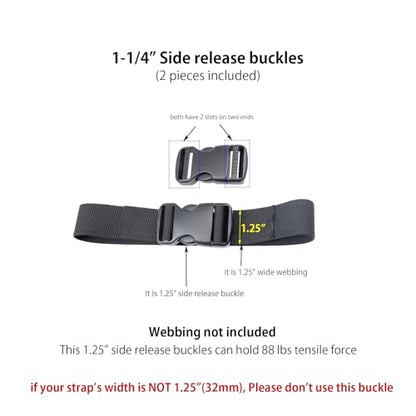 Quick Side Release Buckle, Heavy Duty Plastic Snap Buckle Clip Clasp Fasteners for Backpack Strap - style: 1-1/4 Inch - 2 Pieces