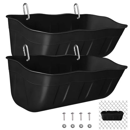 Hanging Chicken Feeders,Duck Feeder Waterer,Small Feed Trough 1.3 Quart 2 Pack,Hanging Fence Feed Trough for Poultry,Black - color: Black, size: 1.3 Quart (2 Pack)