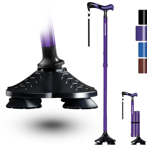 KingPavonini Walking Cane for Men Women Stability, Self Standing - color: Purple