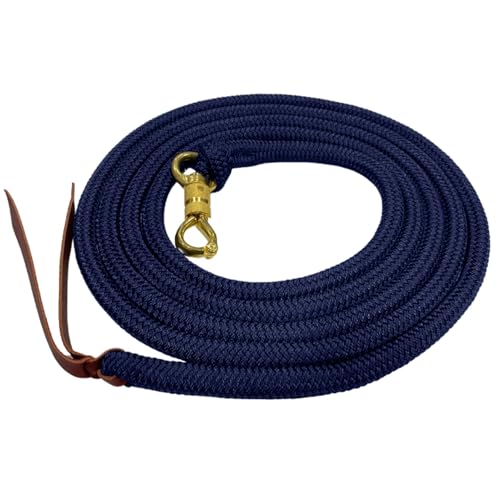 PARELLI 12 Foot Training Rope - Strong Everyday Use All-Purpose Horse Lead Rope with Loop & Latigo Popper | 9/16" Diameter Smooth Yachting Braid, Navy Blue - color: Navy Blue