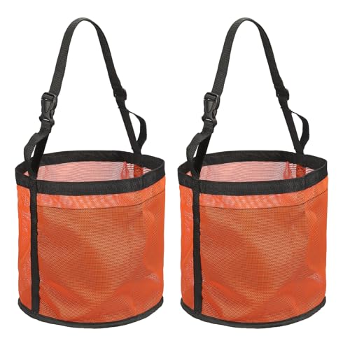 Horse Feed Bag Horse Muzzle Hay Bags with Strap (Orange L 2Pcs) - color: Orange, size: L