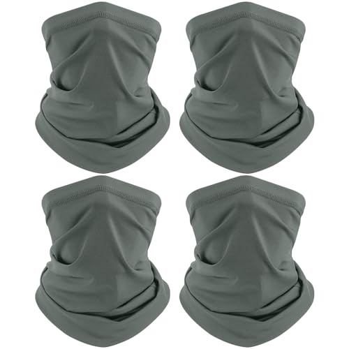 TICONN Neck Gaiter for Men Women, Cooling Bandana Face Mask Cover Gator - color: Dark Gray-4pk, style: Quick Dry