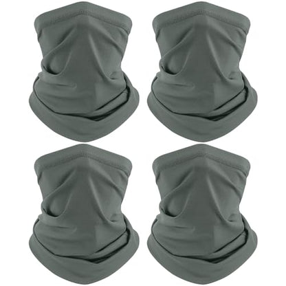TICONN Neck Gaiter for Men Women, Cooling Bandana Face Mask Cover Gator - color: Dark Gray-4pk, style: Quick Dry
