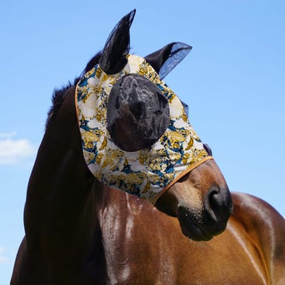 Harrison Howard Super Comfort Stretchy Fly Mask Large Eye Space with UV Protection Soft on Skin with Breathability Fly Mask -Luxe Vibe - color: Luxe Vibe, size: Cob (Medium)