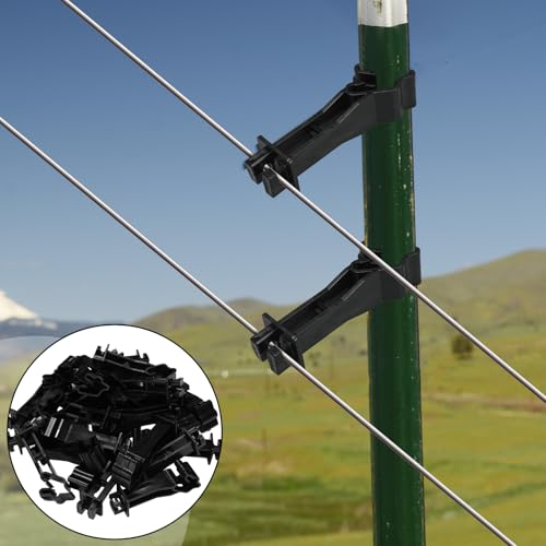 Outus 50pcs Reversed Extender Electric Fence TPost Insulators Snap, Black - color: Black