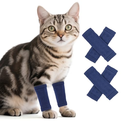ROZKITCH 4 PCS Dog Leg Warmers to Help Reducing Licking Scratching Elbow - color: Blue, size: M-Leg Girth: 2.67in