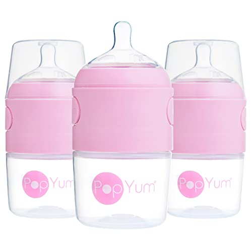 PopYum 5 oz Pink Anti-Colic Formula Making Baby Bottles, 3-Pack - color: Pink, size: 5 Ounce (Pack of 3)