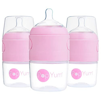 PopYum 5 oz Pink Anti-Colic Formula Making Baby Bottles, 3-Pack - color: Pink, size: 5 Ounce (Pack of 3)