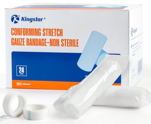 Gauze Rolls Bandages 4in x 4.1yds, 24 Rolls Conforming Stretch Gauze Bandage 4 Inch, Individually Wrapped Includes Medical Tape - size: 4"x4.1yds(24 Rolls)