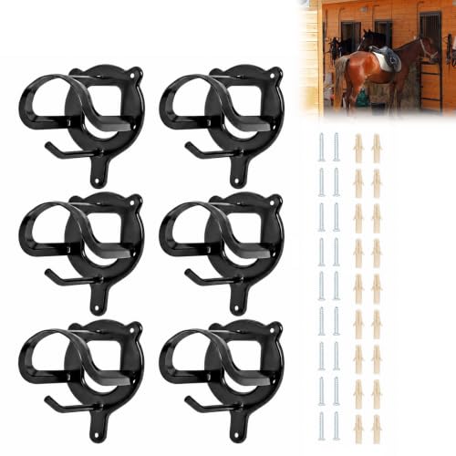 6 Pack Horse Bridle Rack, Metal Bridle Hooks for Tack Room Storage, Black - size: 6 Counts