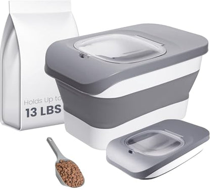 HOYTAMDAR 13Lbs Collapsible Dog Food Storage Container,Dog Food Container - color: Grey1-13lbs