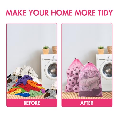 Berlune 30 Pack Large Mesh Laundry Bags - color: Pink