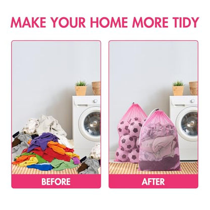 Berlune 30 Pack Large Mesh Laundry Bags - color: Pink