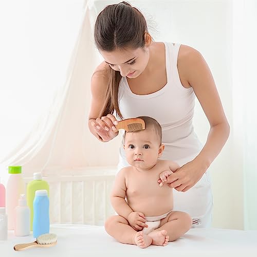 MYZI Baby Hair Brush Set – Soft Baby Brush Set for Newborns, Baby Comb and Brush Set Girl and Boy, Toddler Hair Brush and Toddler Comb - Baby Gift Set - color: Pink