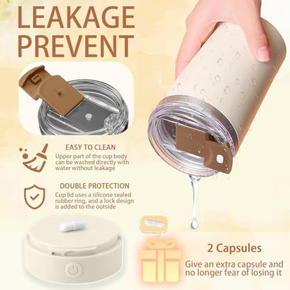 Self Stirring Mug with Lid, 13.5oz Magnetic Stirring Coffee Cup, Rechargeable 316 Stainless Steel, Auto-Mixing for Coffee, Milk, Protein Powder（Beige） - color: Beige