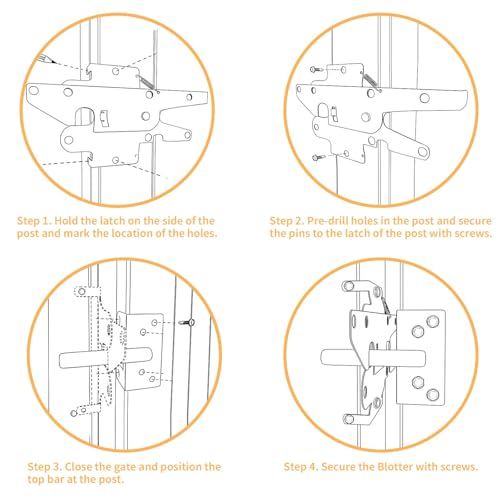Heavy Duty Gate Latch for Wooden Fence, Black Post Mount Automatic Gravity Lock, Self-Locking Gate Latch for Wooden/Vinyl Fence, Pool, Garden & Outdoor Gates