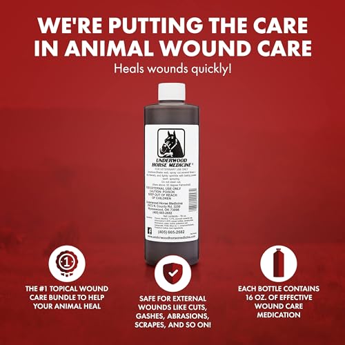 Underwood Horse Wound Spray Refill, Topical Horse Wound Care, 16 oz