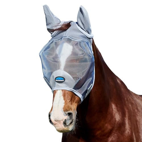 WeatherBeeta ComFiTec Fine Mesh Fly Mask with Ears, Grey, Large - color: Grey, size: L