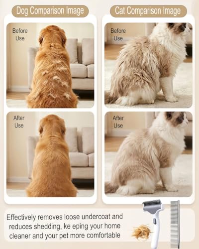 Undercoat Rake for Dogs & Cats, White - color: White