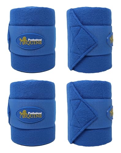 CHALLENGER 10ft Horse Grooming Leg Polo Wrap Set of 4 Soft Fleece 95R - color: Royal Blue