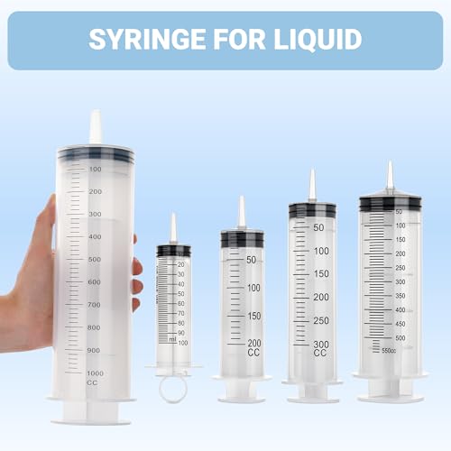 1000ml Large Syringe, Epoxy Plastic Syringes for Liquids with Tip Adapter | Large Syringe for Scientific Labs, Measuring, Watering, Refilling, Filtration, Plants, Multiple Uses, Individually Sealed - style: 1000 ML