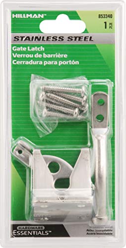 Hardware Essentials 853340 Universal Gate Latch Stainless Steel, 1 Piece, 1.87 x 3.75 x 7.5 inches | Stainless steel, self-latching with security bar, fits right or left hand gates, for pet gates or outdoor gates
