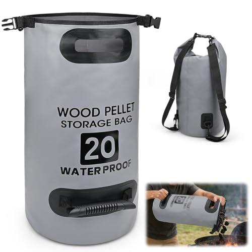 33LB Wood Pellet Storage Bag, Waterproof Charcoal Container, 1PCS - color: Grey-1pcs